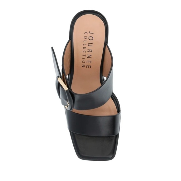 Journee Collection Women’s Junie Black Block Heel Sandals Shoes Size 10 NIB - Picture 4 of 12